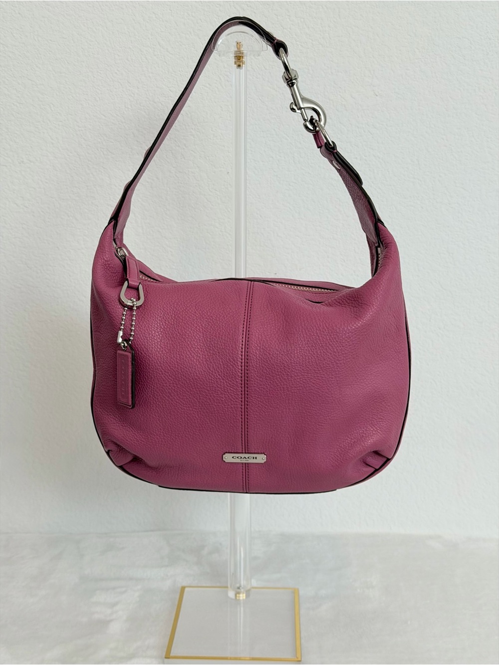 Coach Pebbled Leather Hobo Bag in Magenta | 2013